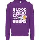 Blood Sweat Rugby and Beers Funny Mens Sweatshirt Jumper Purple