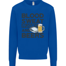 Blood Sweat Rugby and Beers Funny Mens Sweatshirt Jumper Royal Blue