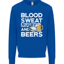 Blood Sweat Rugby and Beers Funny Mens Sweatshirt Jumper Royal Blue
