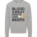 Blood Sweat Rugby and Beers Funny Mens Sweatshirt Jumper Sports Grey
