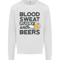 Blood Sweat Rugby and Beers Funny Mens Sweatshirt Jumper White