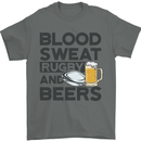 Blood Sweat Rugby and Beers Funny Mens T-Shirt Cotton Gildan Charcoal