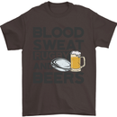 Blood Sweat Rugby and Beers Funny Mens T-Shirt Cotton Gildan Dark Chocolate