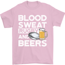 Blood Sweat Rugby and Beers Funny Mens T-Shirt Cotton Gildan Light Pink