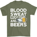 Blood Sweat Rugby and Beers Funny Mens T-Shirt Cotton Gildan Military Green