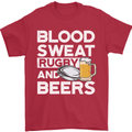 Blood Sweat Rugby and Beers Funny Mens T-Shirt Cotton Gildan Red