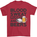 Blood Sweat Rugby and Beers Funny Mens T-Shirt Cotton Gildan Red