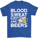 Blood Sweat Rugby and Beers Funny Mens T-Shirt Cotton Gildan Royal Blue
