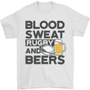 Blood Sweat Rugby and Beers Funny Mens T-Shirt Cotton Gildan White