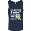 Blood Sweat Rugby and Beers Funny Mens Vest Tank Top Navy Blue