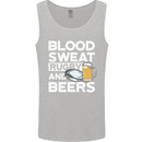 Blood Sweat Rugby and Beers Funny Mens Vest Tank Top Sports Grey