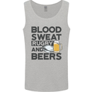 Blood Sweat Rugby and Beers Funny Mens Vest Tank Top Sports Grey