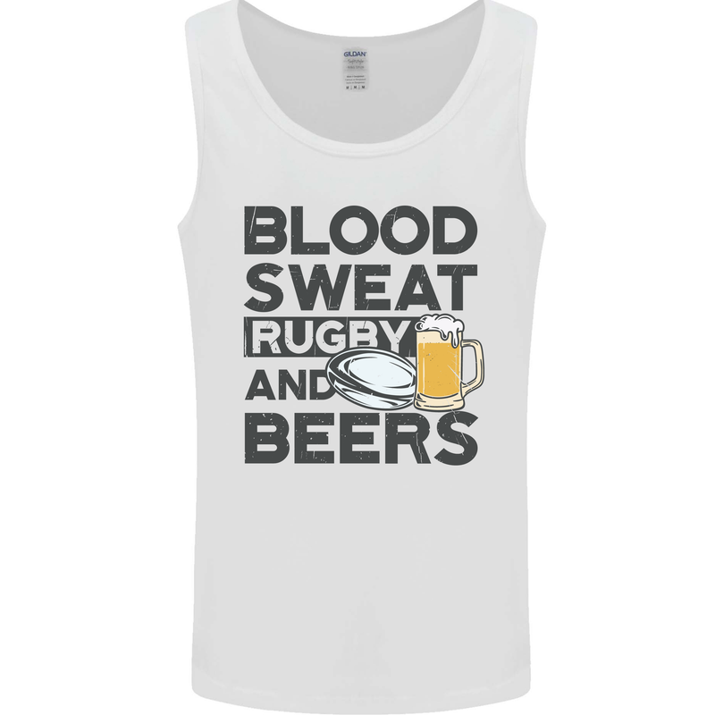 Blood Sweat Rugby and Beers Funny Mens Vest Tank Top White