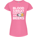 Blood Sweat Rugby and Beers Funny Womens Petite Cut T-Shirt Azalea