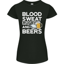 Blood Sweat Rugby and Beers Funny Womens Petite Cut T-Shirt Black