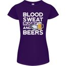 Blood Sweat Rugby and Beers Funny Womens Petite Cut T-Shirt Purple