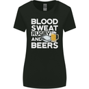 Blood Sweat Rugby and Beers Funny Womens Wider Cut T-Shirt Black
