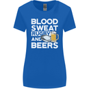 Blood Sweat Rugby and Beers Funny Womens Wider Cut T-Shirt Royal Blue