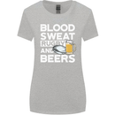 Blood Sweat Rugby and Beers Funny Womens Wider Cut T-Shirt Sports Grey