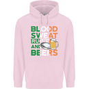 Blood Sweat Rugby and Beers Ireland Funny Childrens Kids Hoodie Light Pink
