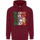 Blood Sweat Rugby and Beers Ireland Funny Childrens Kids Hoodie Maroon