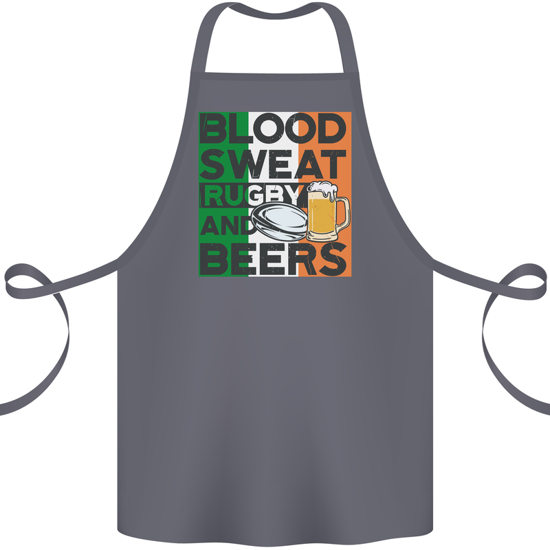 Blood Sweat Rugby and Beers Ireland Funny Cotton Apron 100% Organic Steel