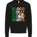 Blood Sweat Rugby and Beers Ireland Funny Kids Sweatshirt Jumper Black