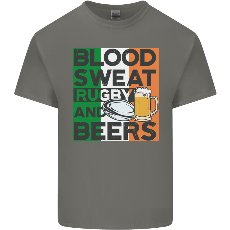 Blood Sweat Rugby and Beers Ireland Funny Kids T-Shirt Childrens Charcoal