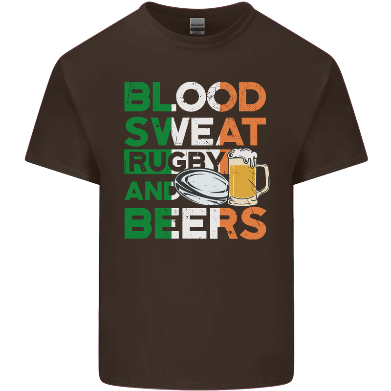 Blood Sweat Rugby and Beers Ireland Funny Kids T-Shirt Childrens Chocolate