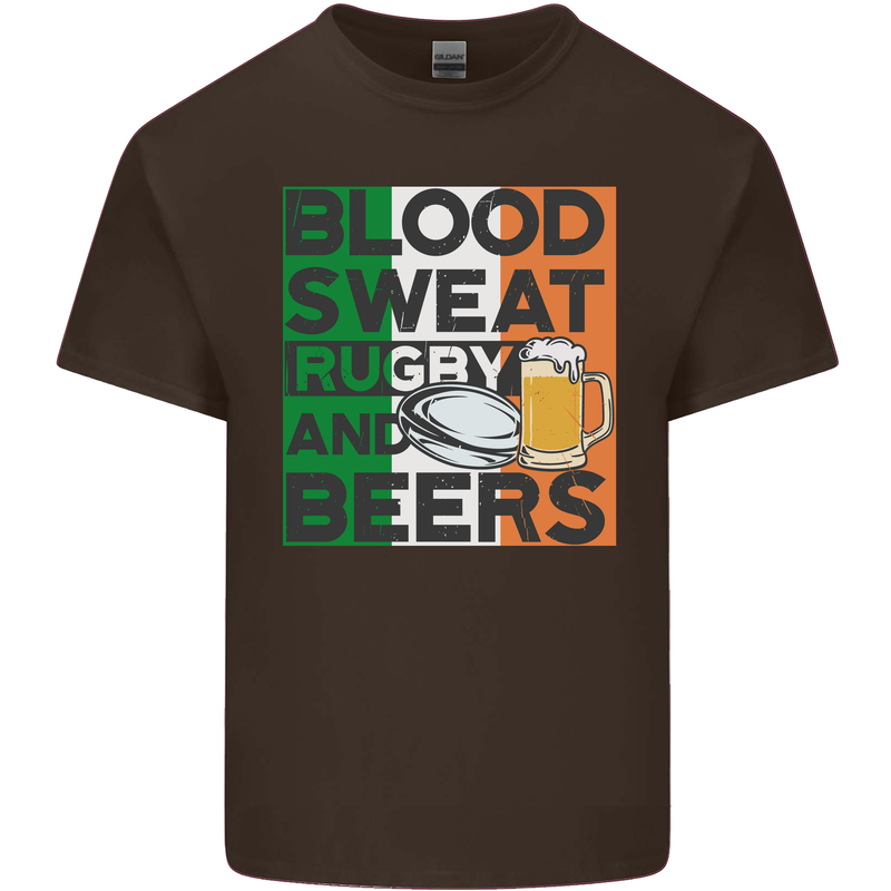 Blood Sweat Rugby and Beers Ireland Funny Kids T-Shirt Childrens Chocolate
