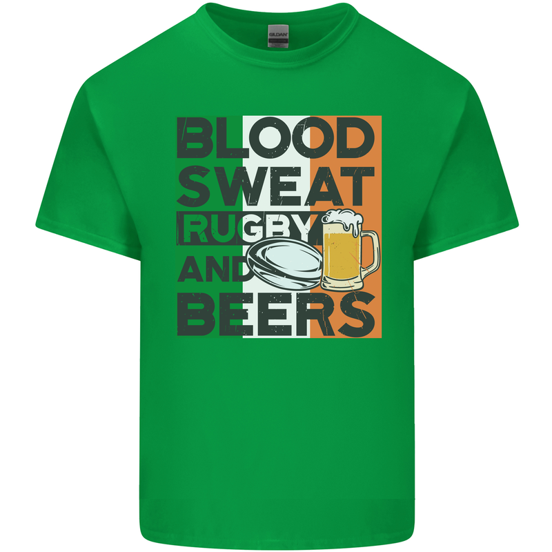 Blood Sweat Rugby and Beers Ireland Funny Kids T-Shirt Childrens Irish Green
