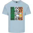 Blood Sweat Rugby and Beers Ireland Funny Kids T-Shirt Childrens Light Blue