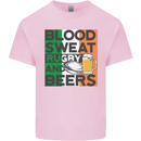 Blood Sweat Rugby and Beers Ireland Funny Kids T-Shirt Childrens Light Pink