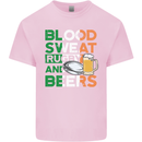 Blood Sweat Rugby and Beers Ireland Funny Kids T-Shirt Childrens Light Pink