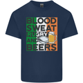 Blood Sweat Rugby and Beers Ireland Funny Kids T-Shirt Childrens Navy Blue