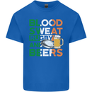 Blood Sweat Rugby and Beers Ireland Funny Kids T-Shirt Childrens Royal Blue