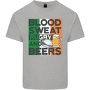 Blood Sweat Rugby and Beers Ireland Funny Kids T-Shirt Childrens Sports Grey