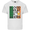 Blood Sweat Rugby and Beers Ireland Funny Kids T-Shirt Childrens White