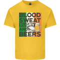 Blood Sweat Rugby and Beers Ireland Funny Kids T-Shirt Childrens Yellow