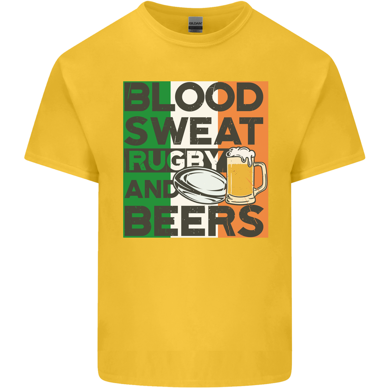 Blood Sweat Rugby and Beers Ireland Funny Kids T-Shirt Childrens Yellow