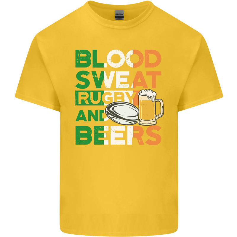 Blood Sweat Rugby and Beers Ireland Funny Kids T-Shirt Childrens Yellow