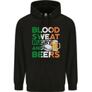 Blood Sweat Rugby and Beers Ireland Funny Mens 80% Cotton Hoodie Black