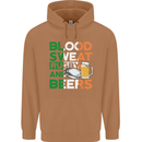 Blood Sweat Rugby and Beers Ireland Funny Mens 80% Cotton Hoodie Caramel Latte