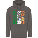 Blood Sweat Rugby and Beers Ireland Funny Mens 80% Cotton Hoodie Charcoal