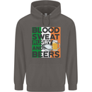 Blood Sweat Rugby and Beers Ireland Funny Mens 80% Cotton Hoodie Charcoal