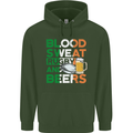 Blood Sweat Rugby and Beers Ireland Funny Mens 80% Cotton Hoodie Forest Green