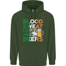 Blood Sweat Rugby and Beers Ireland Funny Mens 80% Cotton Hoodie Forest Green
