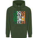 Blood Sweat Rugby and Beers Ireland Funny Mens 80% Cotton Hoodie Forest Green