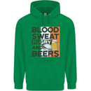 Blood Sweat Rugby and Beers Ireland Funny Mens 80% Cotton Hoodie Irish Green