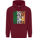 Blood Sweat Rugby and Beers Ireland Funny Mens 80% Cotton Hoodie Maroon
